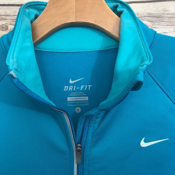 Nike Dri Fit track Jacket Full Zip Run Teal Blue - Picture 3 of 6